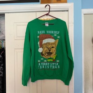 Cat Christmas Xmas Sweater Sweatshirt Large